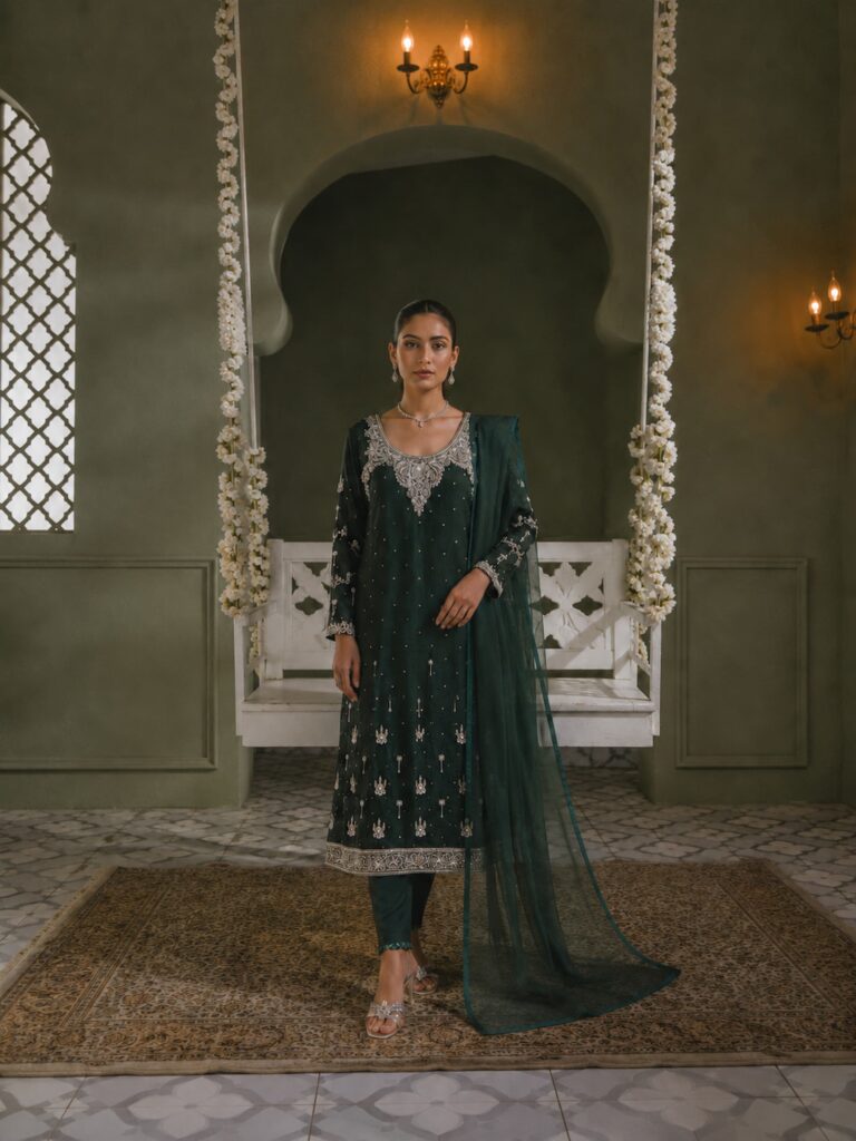 Indigo linen kurta front