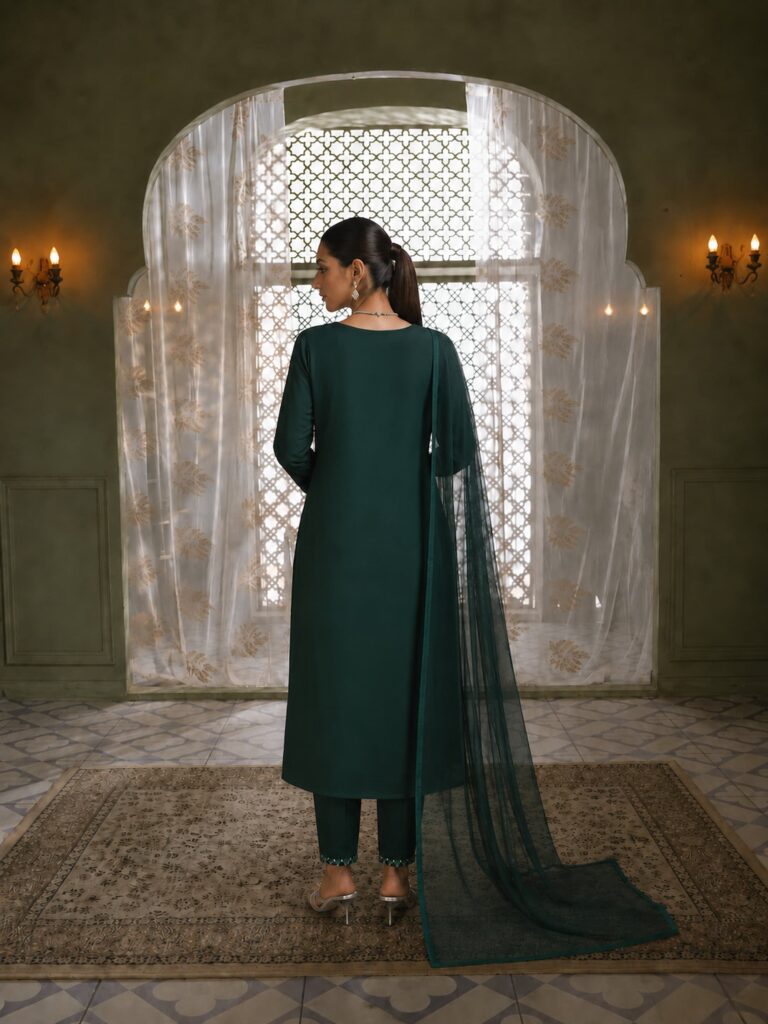Indigo linen kurta back
