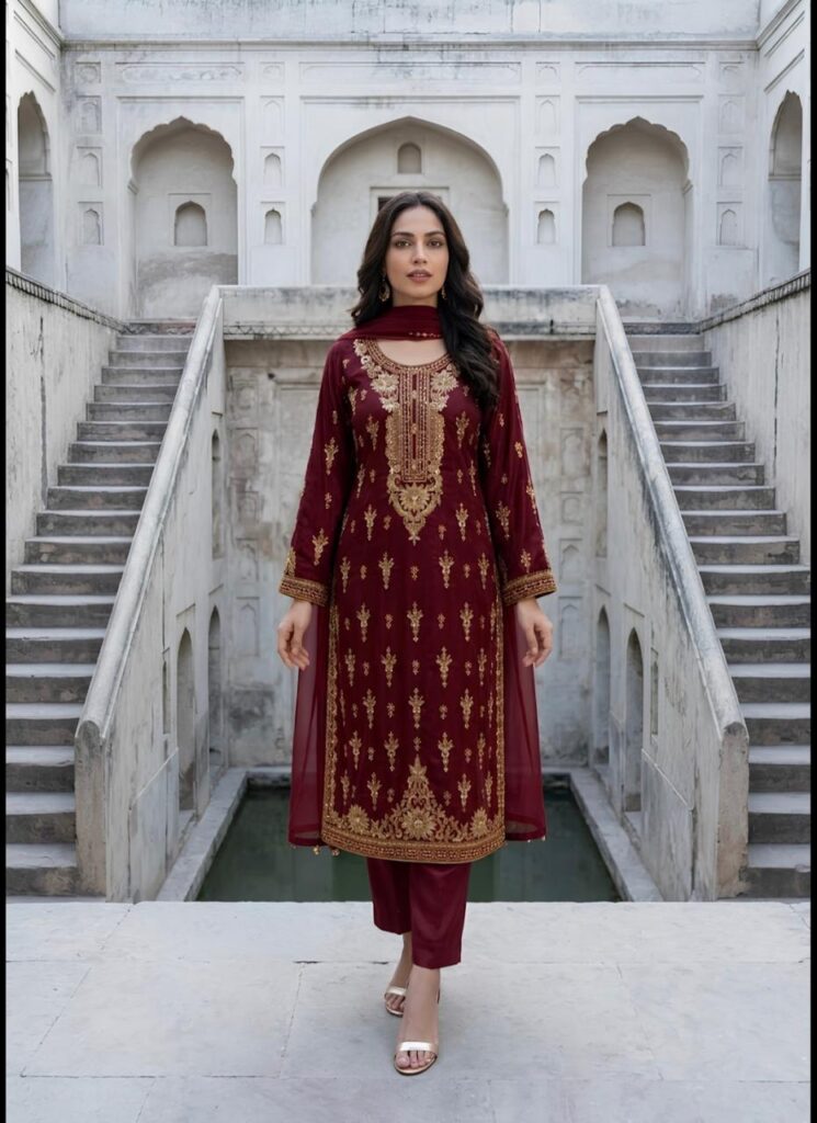 Indigo linen kurta front