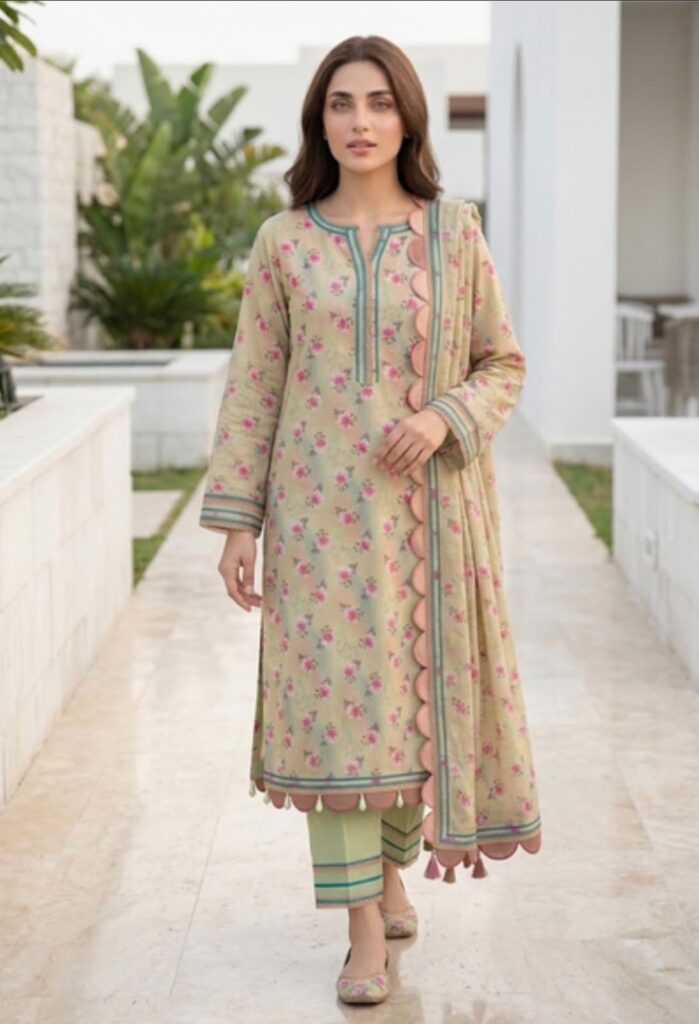 Indigo linen kurta front