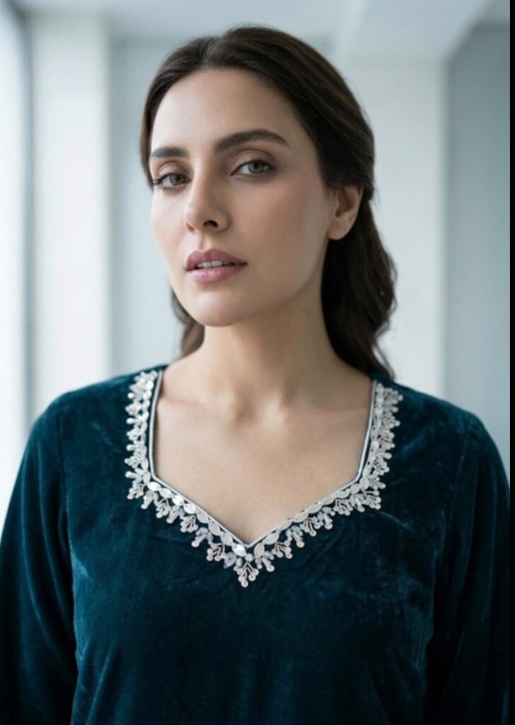 Indigo linen kurta back