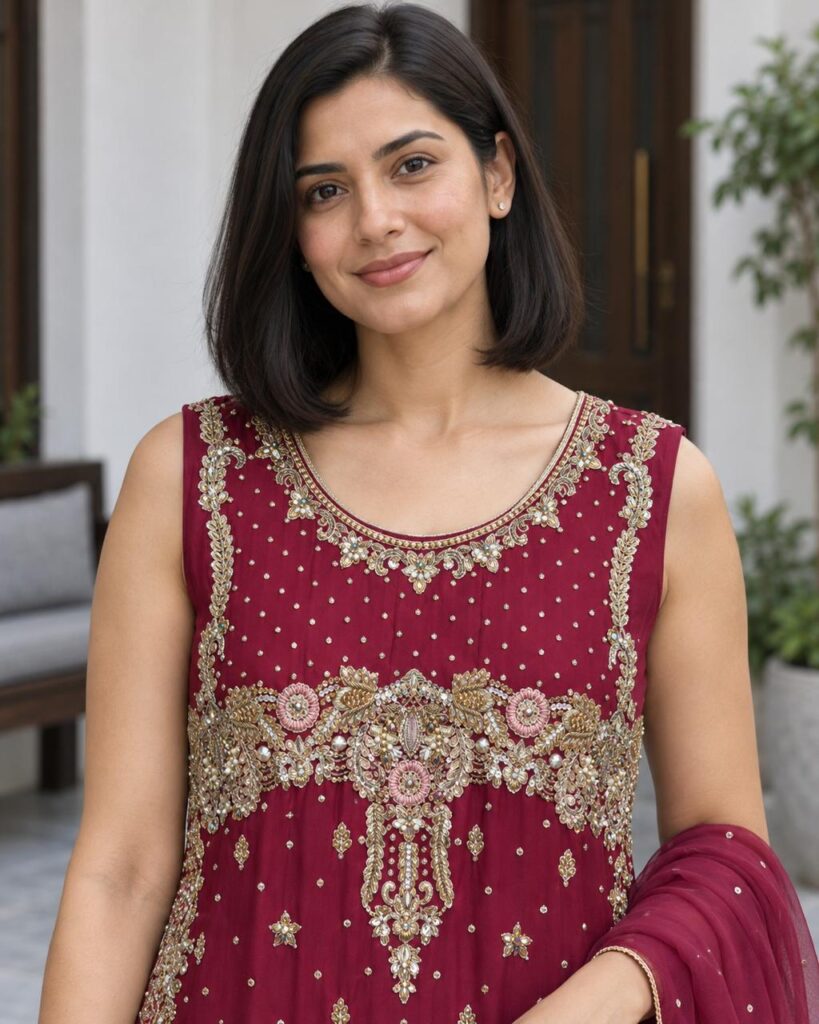 Indigo linen kurta front