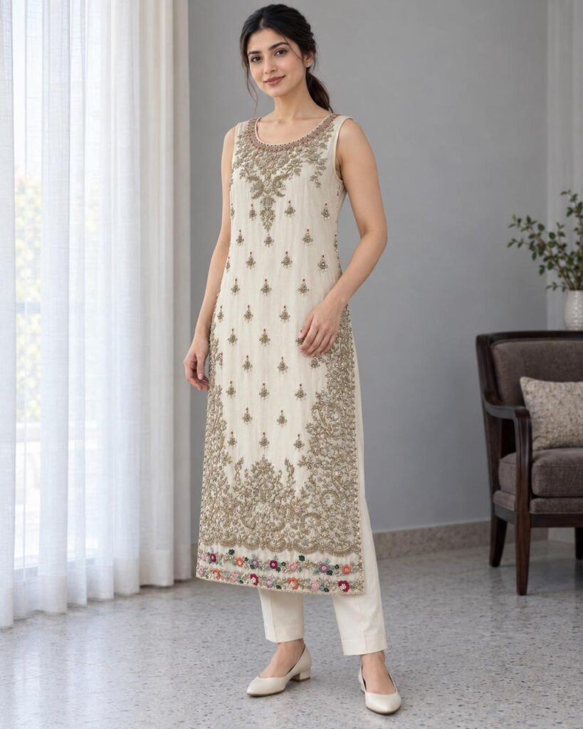 Indigo linen kurta back