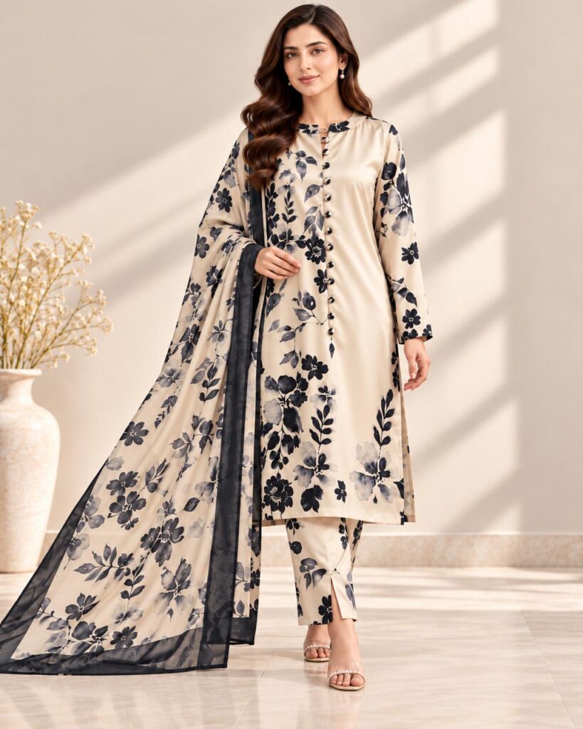 Indigo linen kurta front